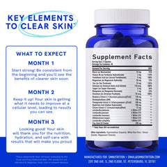 Clear Skin Supplement 60-count bottle – back panel