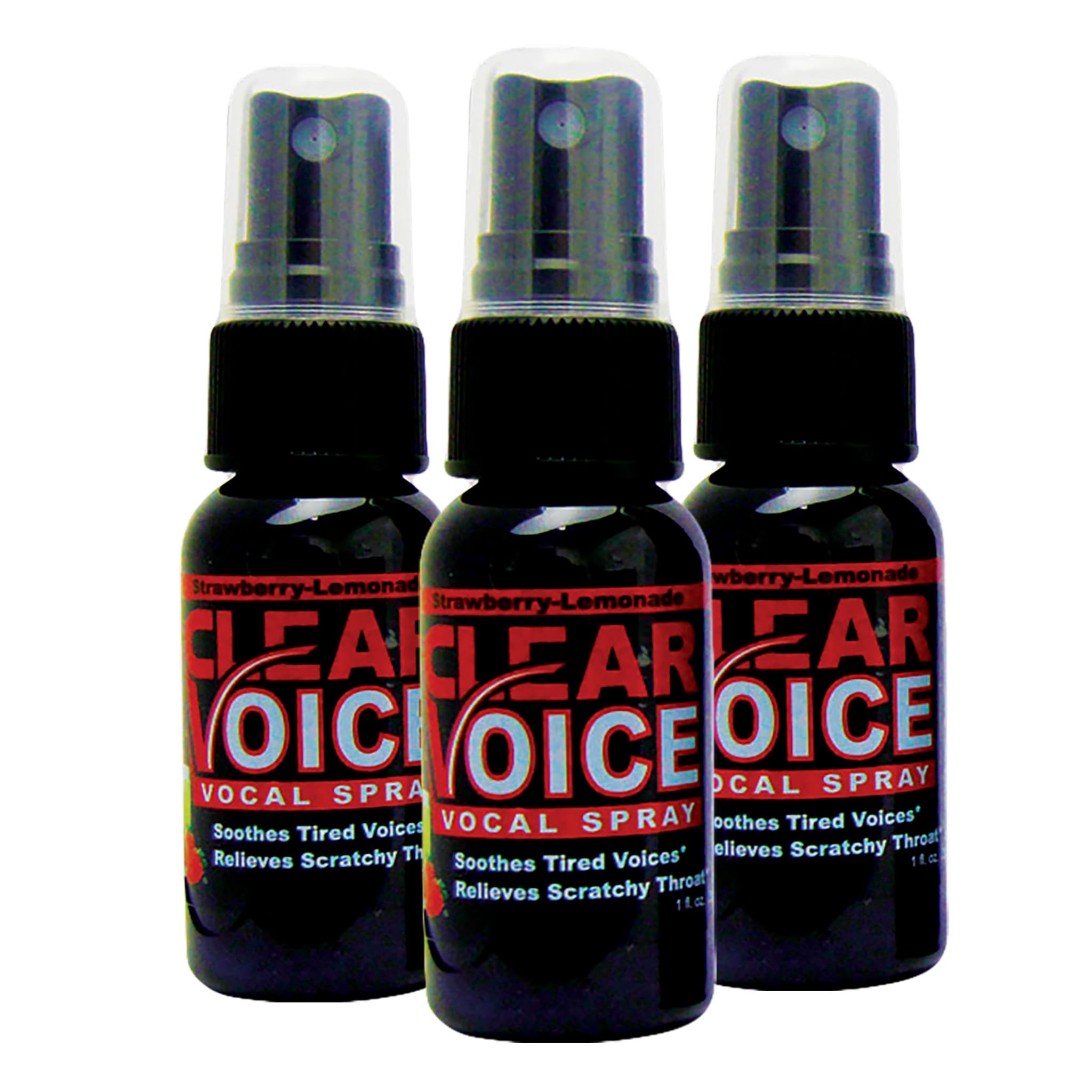 Clear Voice Throat Spray bottle in Strawberry Lemonade flavor from USA Made 3 pack
