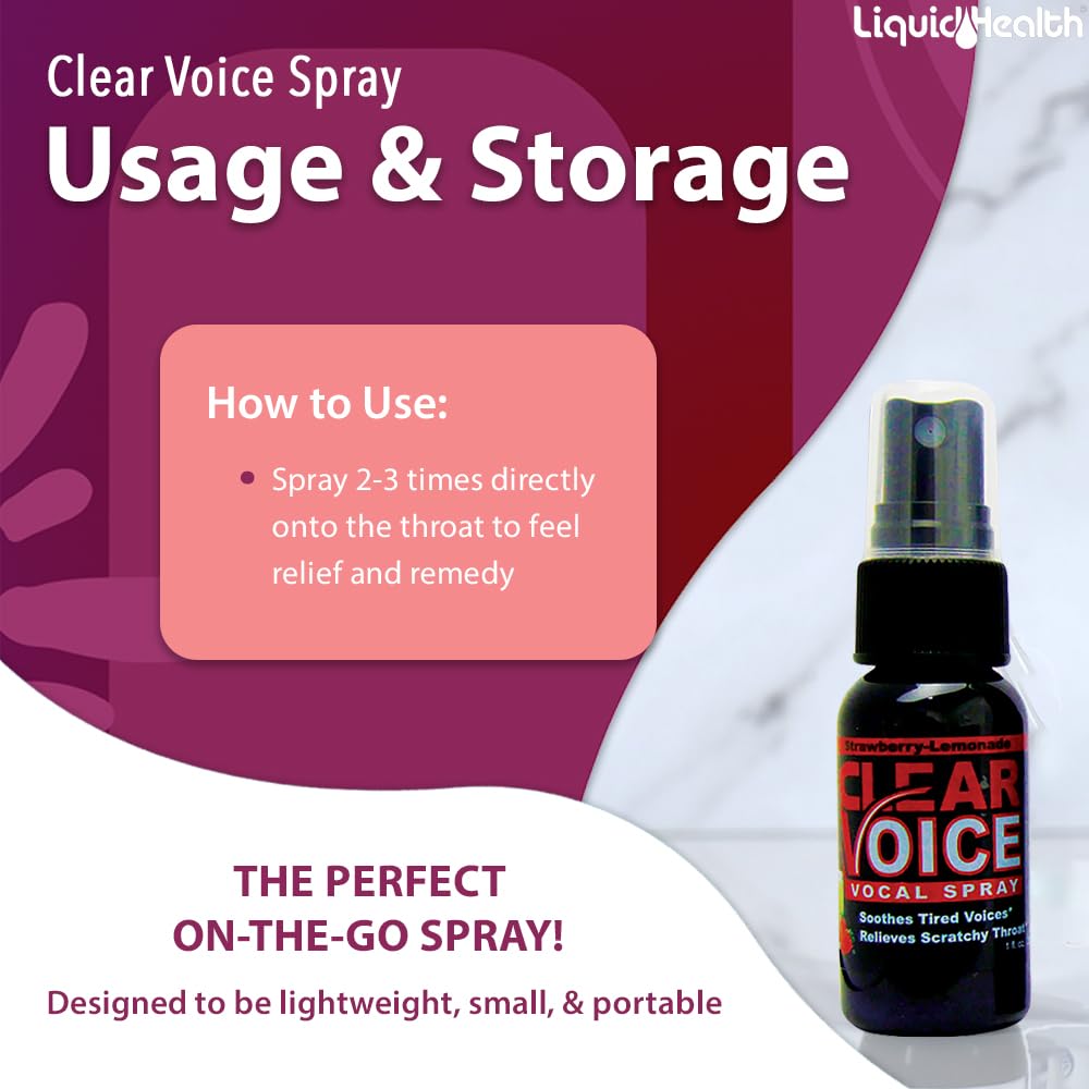 USA made Clear Voice label on throat spray bottle