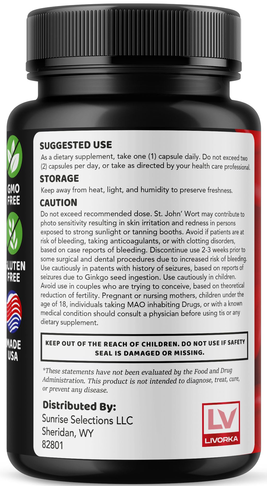 Clear Flux 60 capsules bottle with cap off