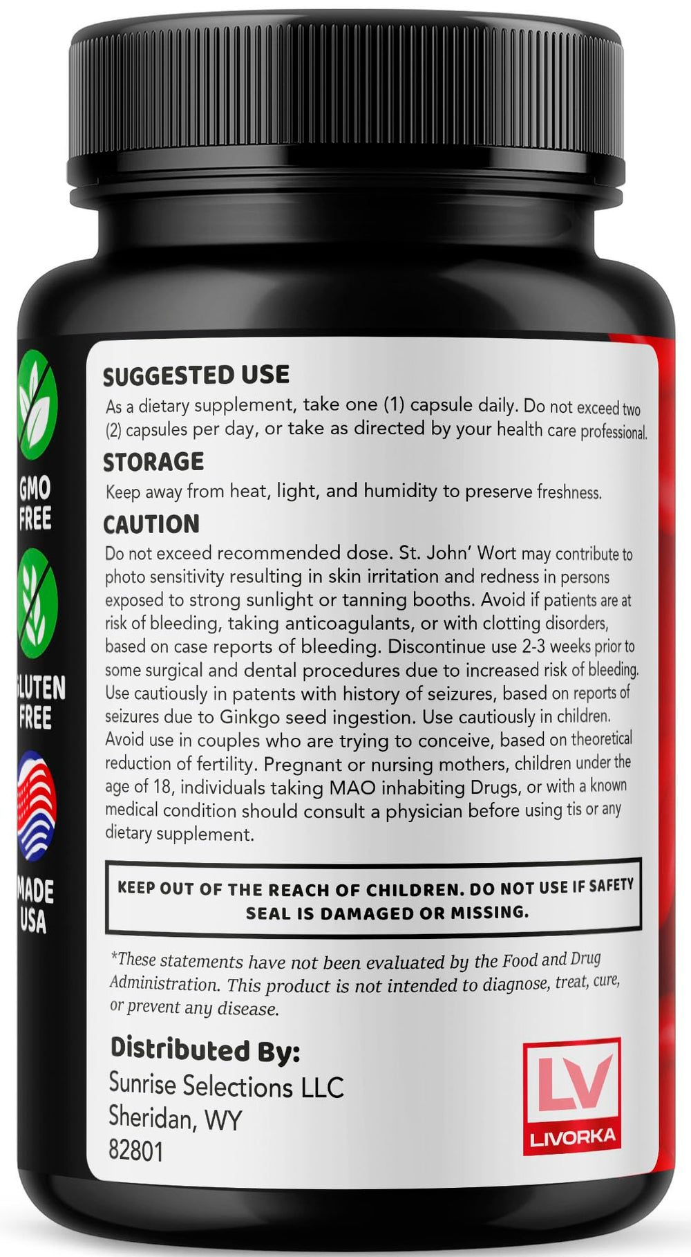 Clear Flux 60 capsules bottle with cap off