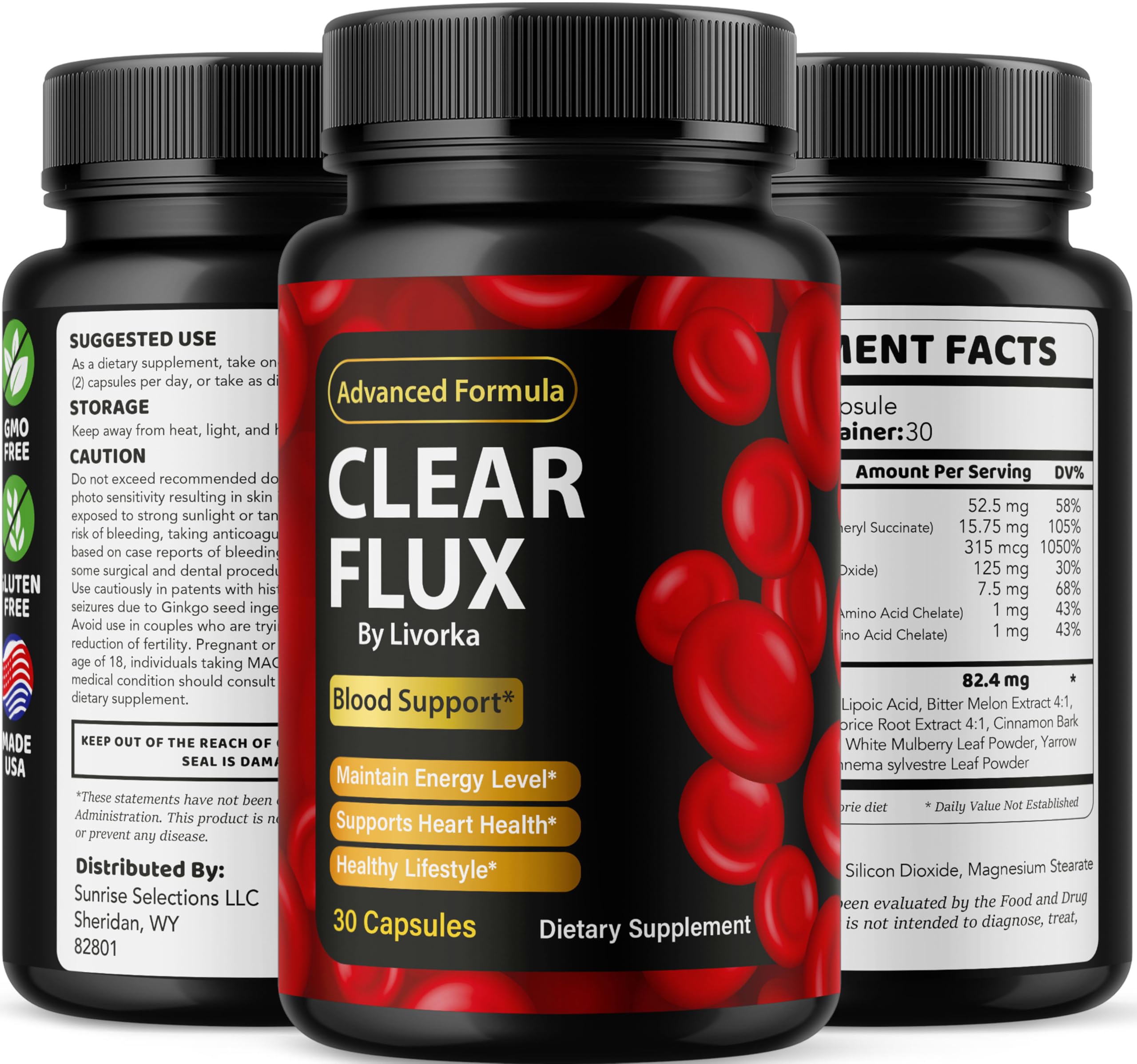 Clear Flux Advanced Supplement branding on bottle