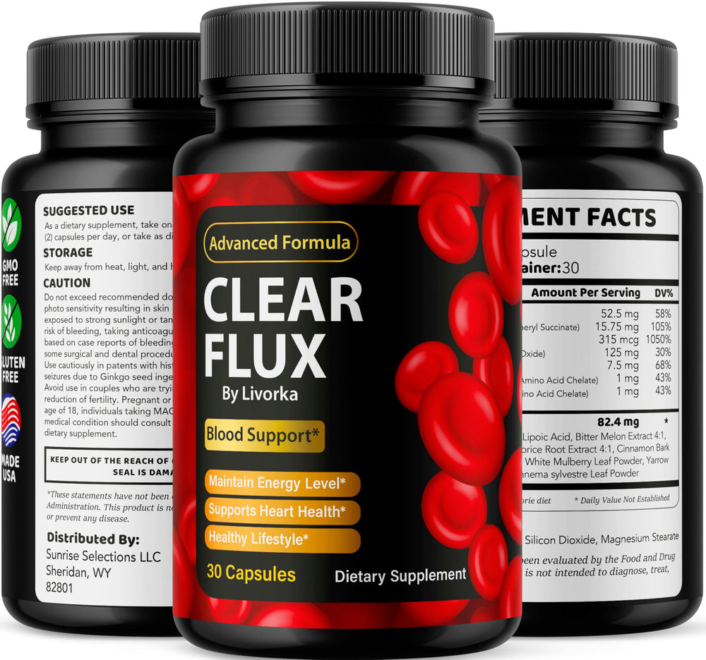 Clear Flux Advanced Supplement branding on bottle
