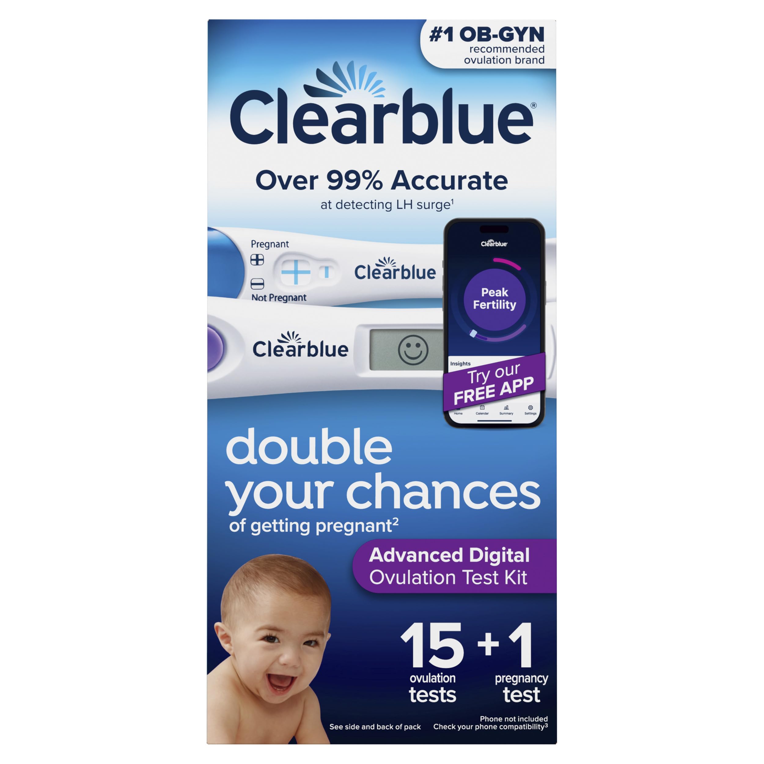Clearblue Advanced Digital Ovulation Test Kit 16 Count packaging