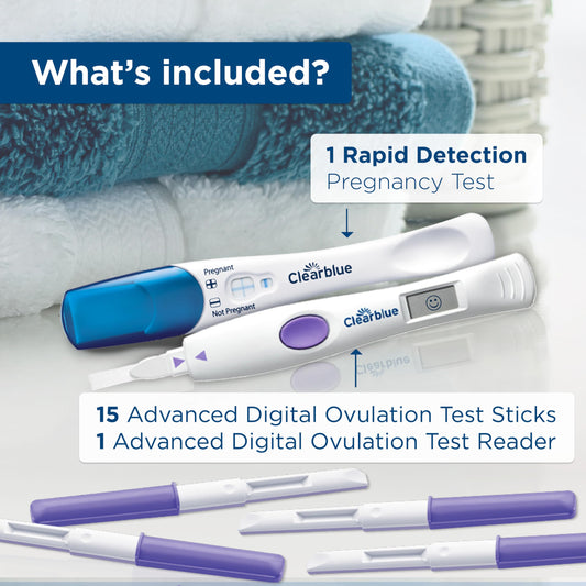 Close-up of Clearblue digital ovulation test reading