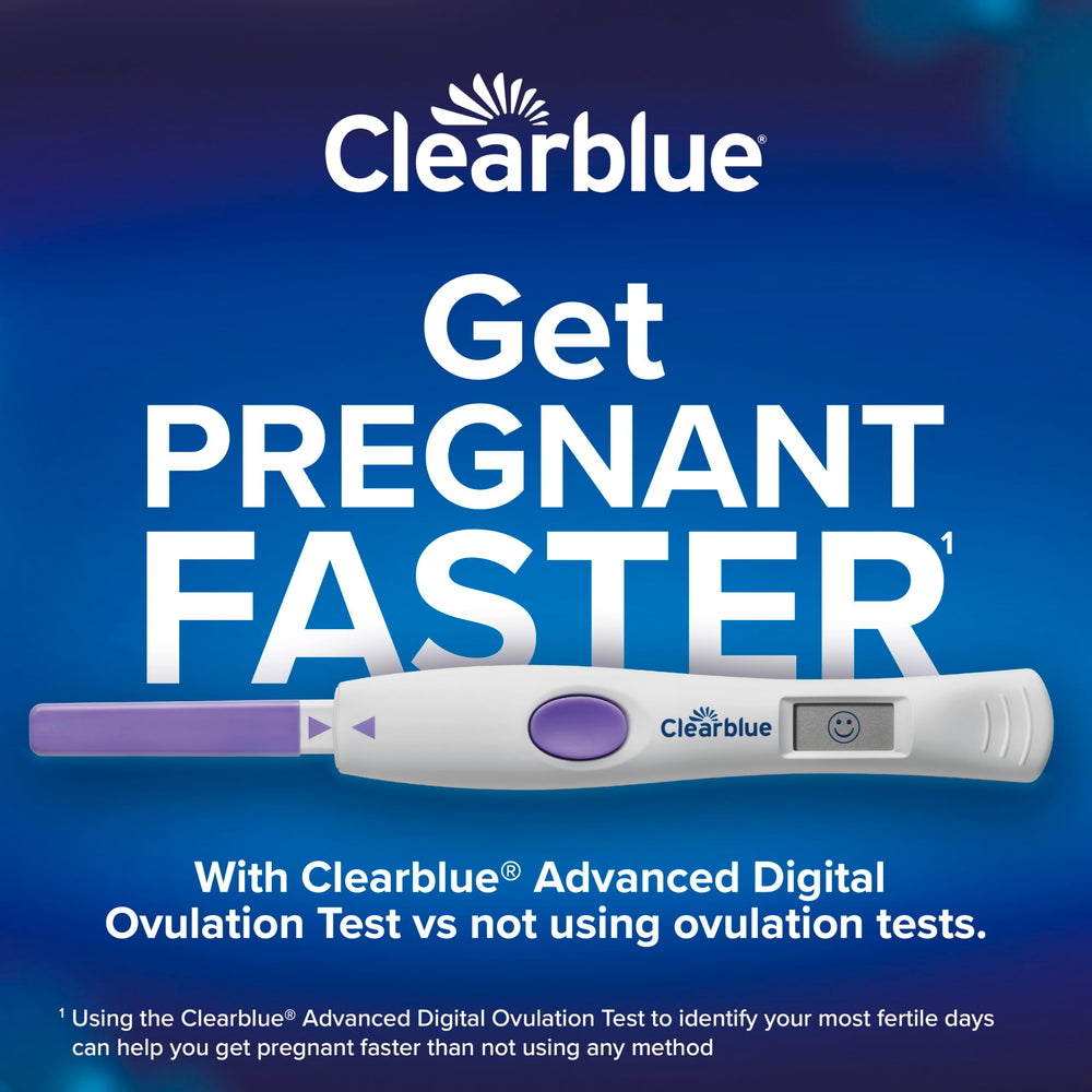 Digital results screen with smiley indicating Peak Fertility