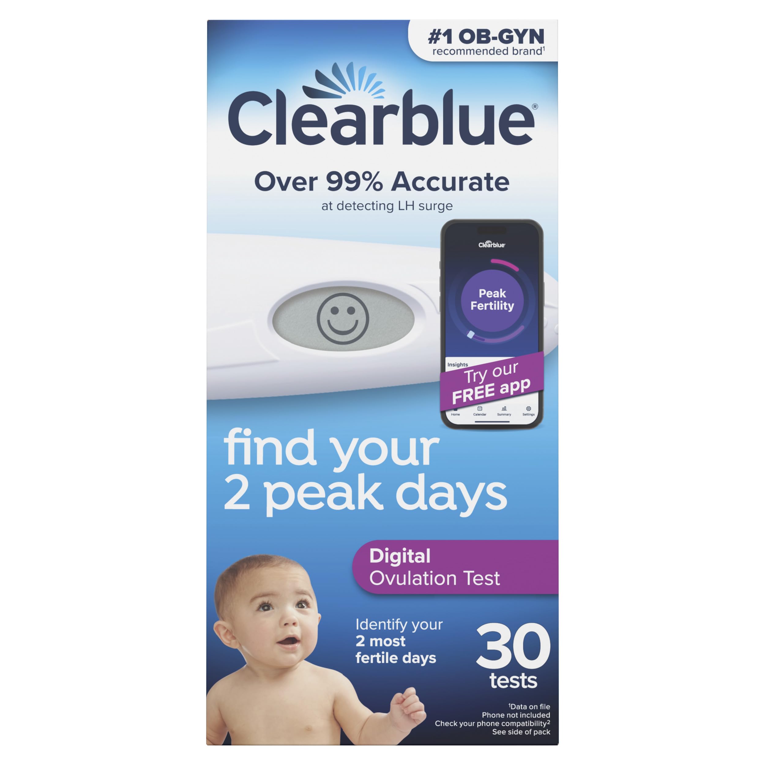 Close-up of Clearblue ovulation test sticks