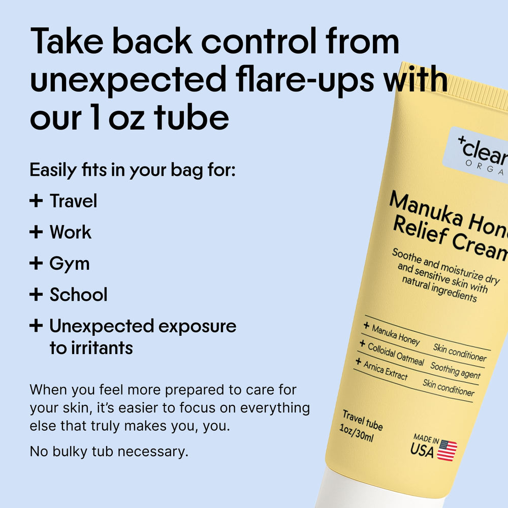 Clearbody Organics Manuka Honey Cream with aloe supports moisture and calm skin.