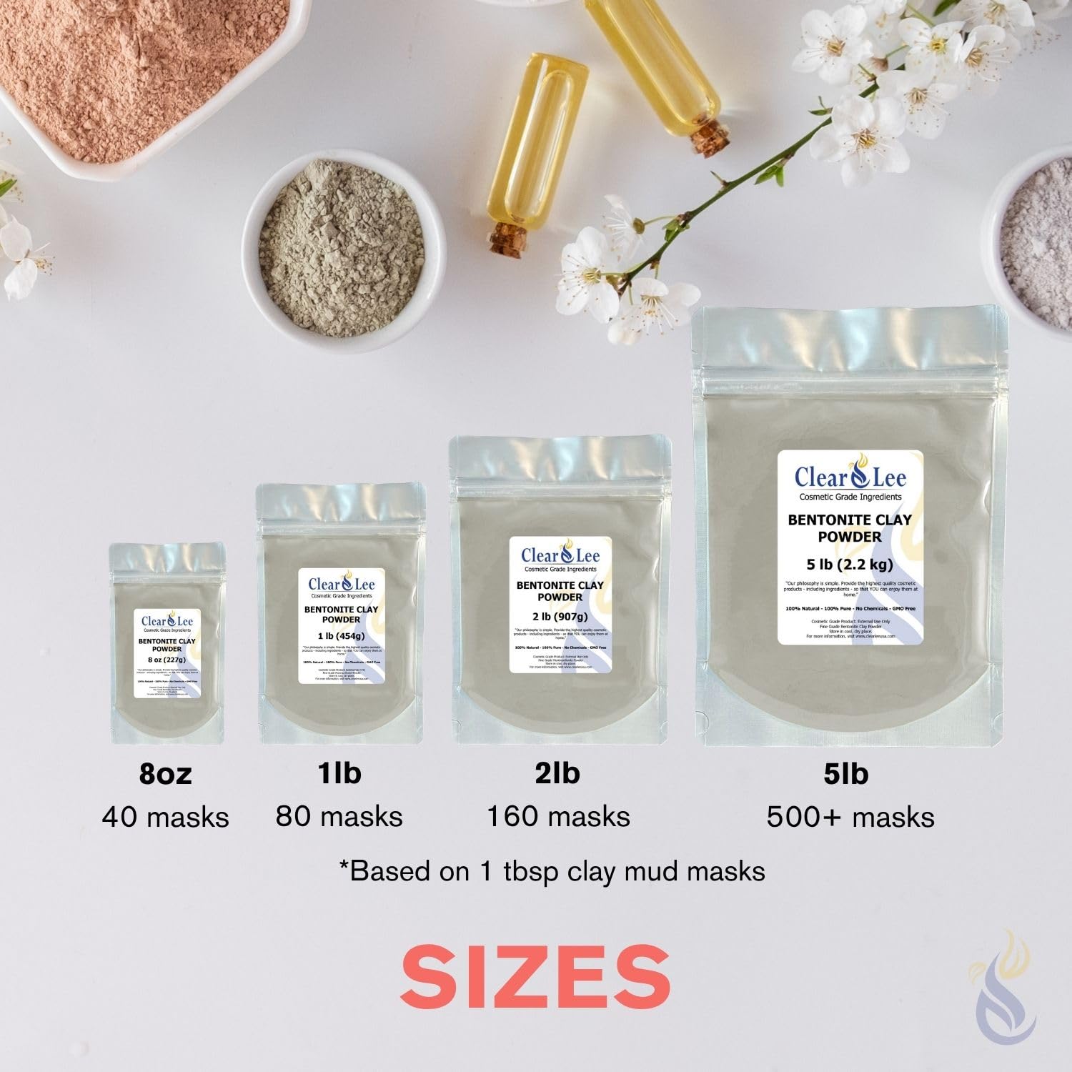 ClearLee bentonite clay powder helps balance skin oils for shine control.