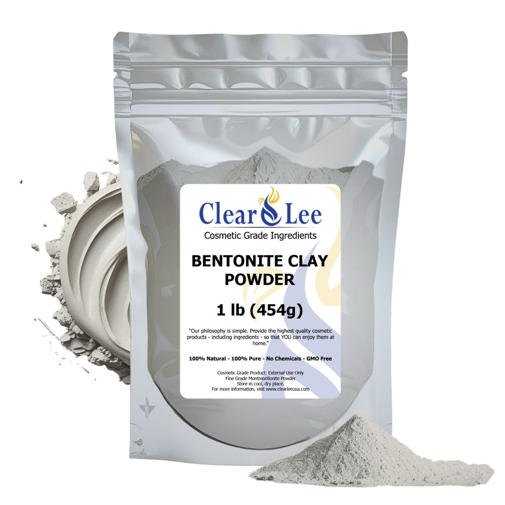 ClearLee bentonite clay powder packaging for easy at-home DIY masks.