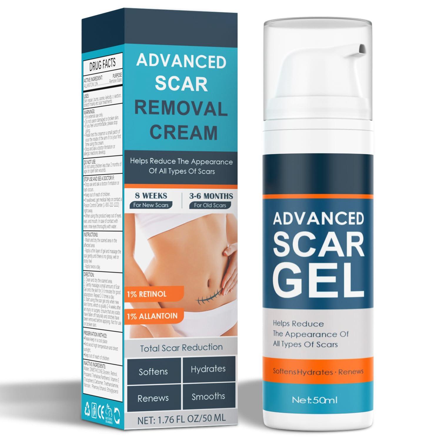 ClearPiny Scar Cream bottle closeup showing advanced silicone formula for smoother scars.