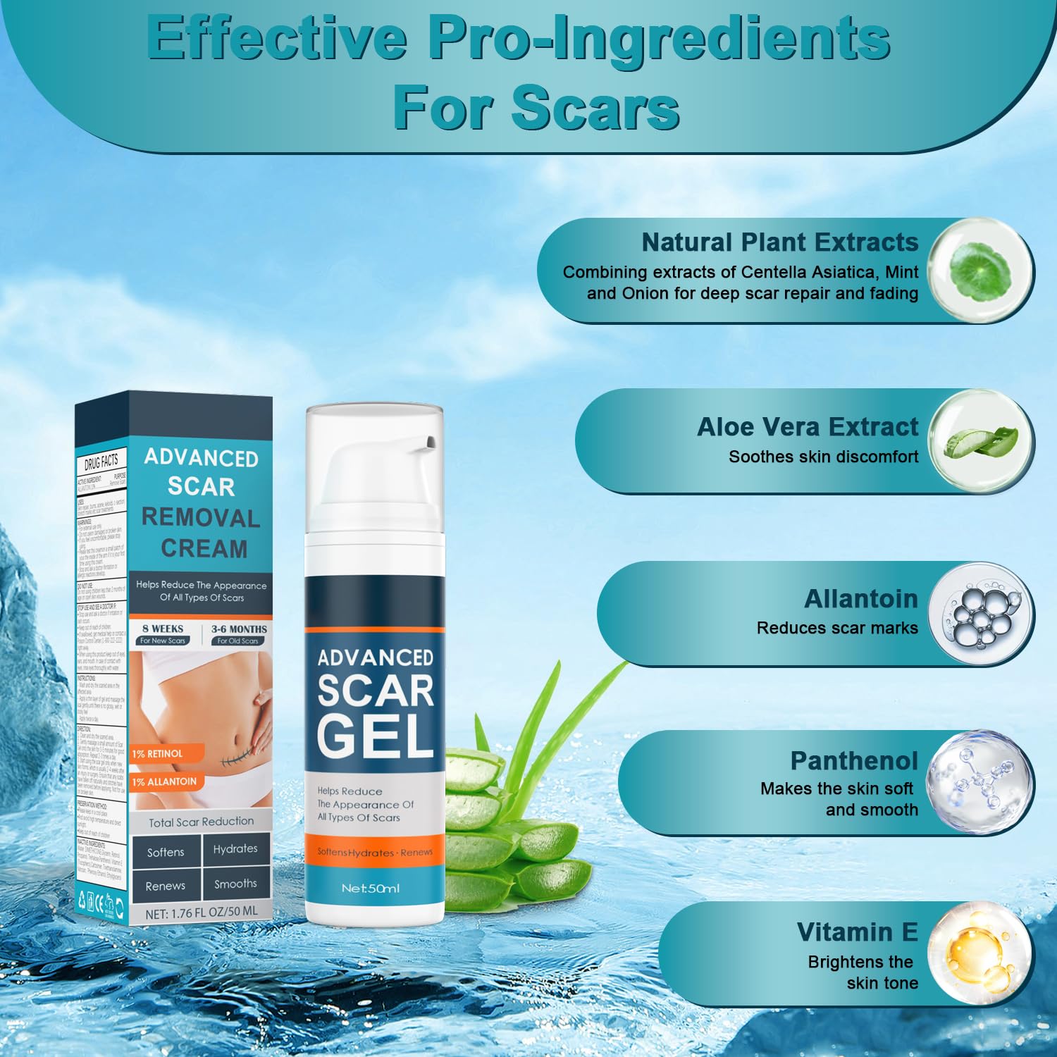 ClearPiny Scar Cream on the face indicating versatile scar care for facial use.