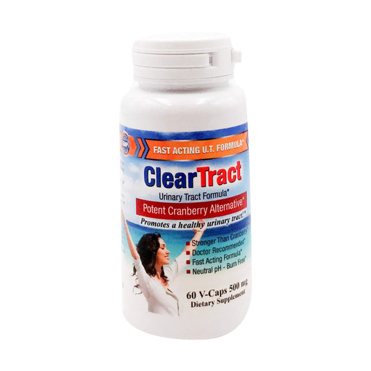 Close-up of Cleartract D-Mannose Formula Capsules bottle