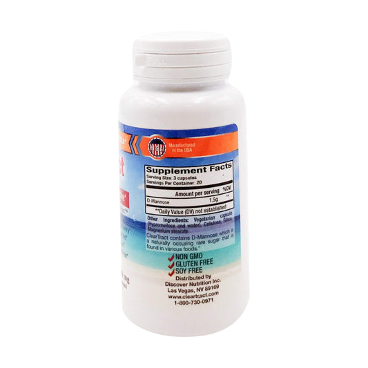 Cleartract D-Mannose capsules outer bottle with label