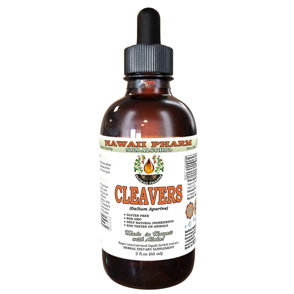 Bottle of Hawaii Pharm Cleavers Alcohol-Free Liquid Extract with label