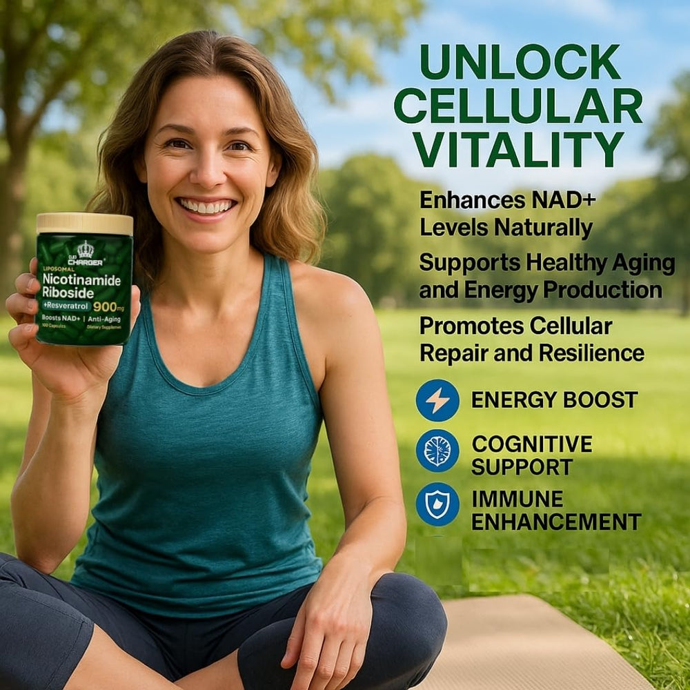 Close-up of ingredients: Nicotinamide Riboside, Resveratrol and Quercetin