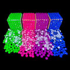 CLEKSPOYE neon-green flatback rhinestones for face and body art, dazzling detail.