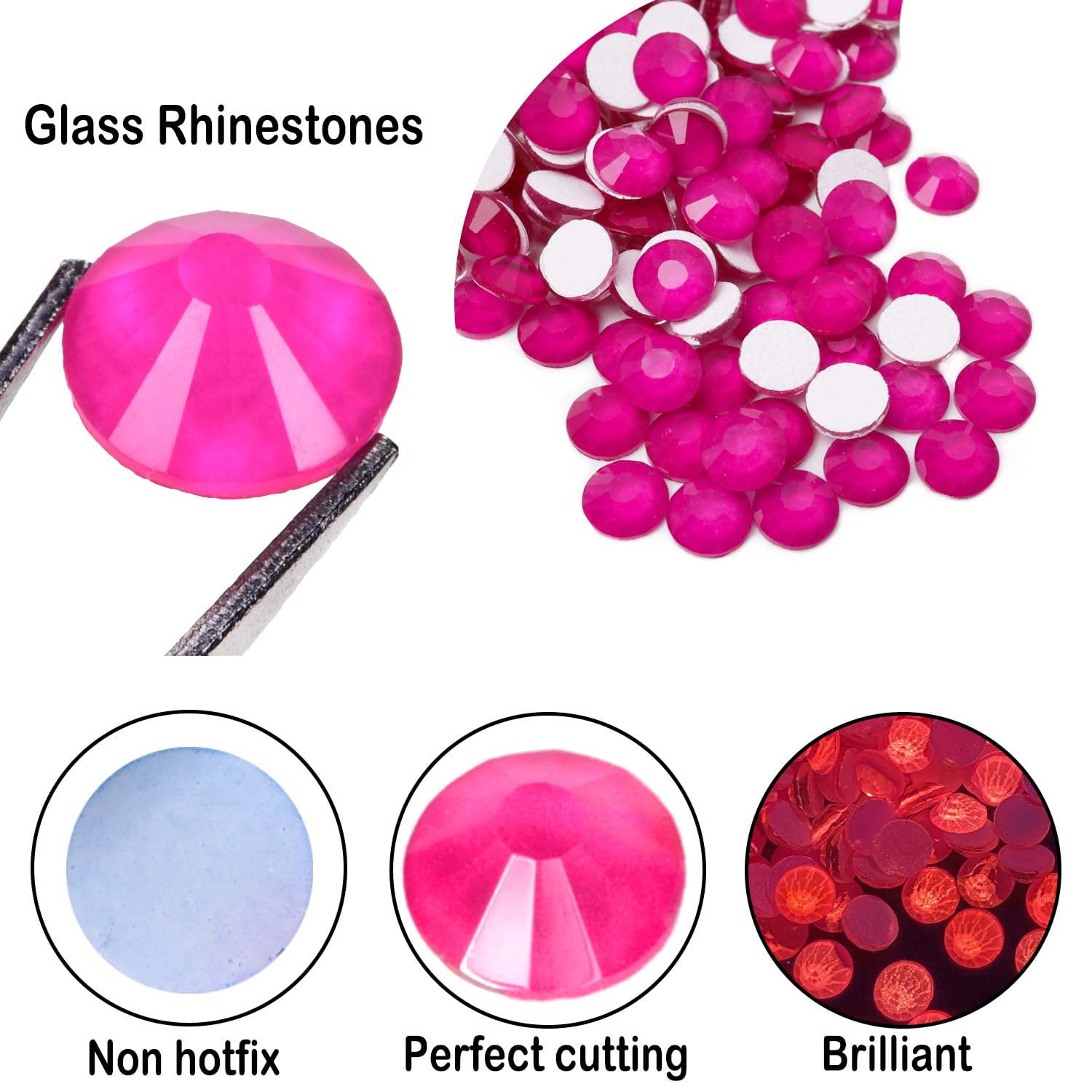 CLEKSPOYE nail art rhinestones neon pink for dazzling accents