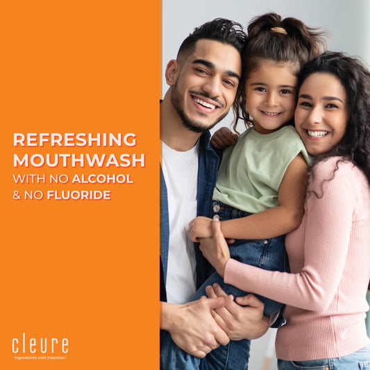 Ingredients on Cleure mouthwash: Xylitol and Baking Soda