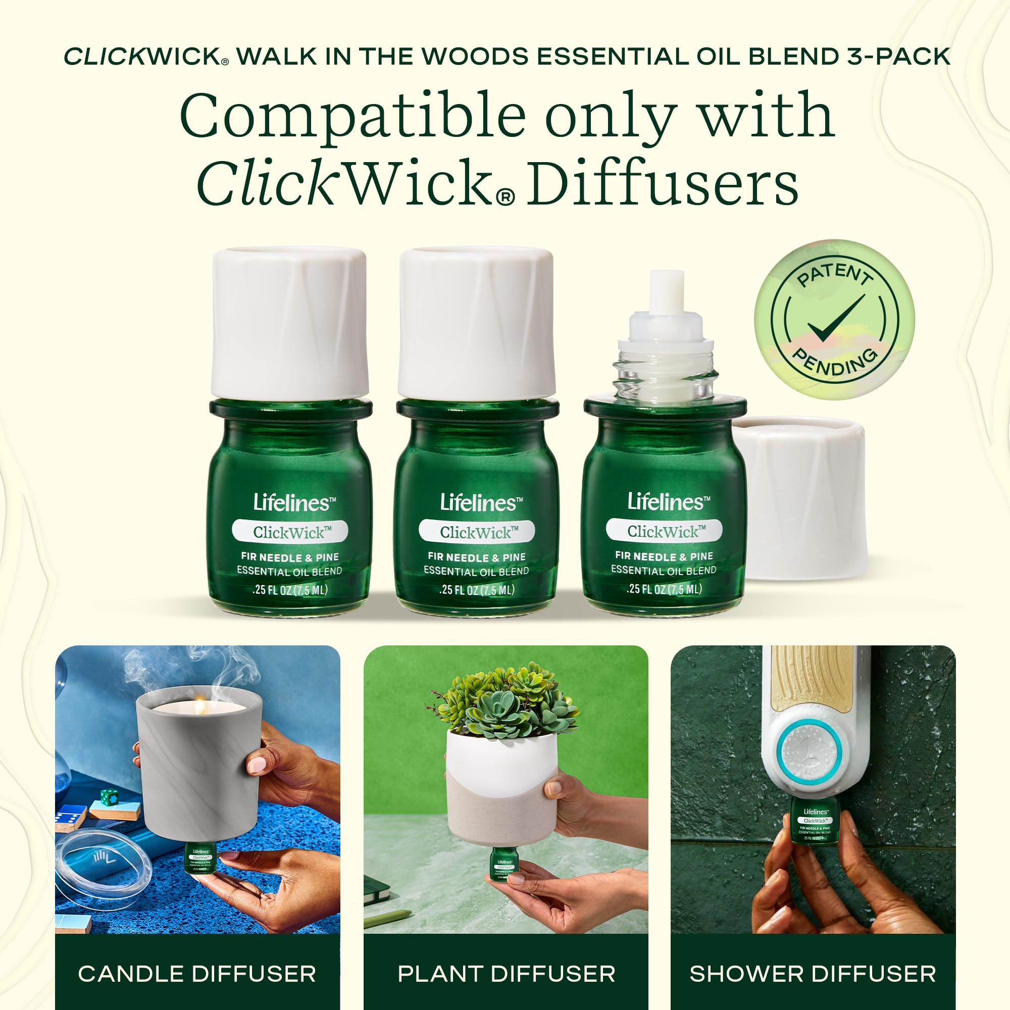 Close-up of ClickWick Walk in the Woods essential oil bottle cap