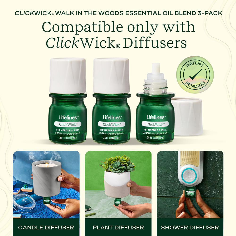 Close-up of ClickWick Walk in the Woods essential oil bottle cap