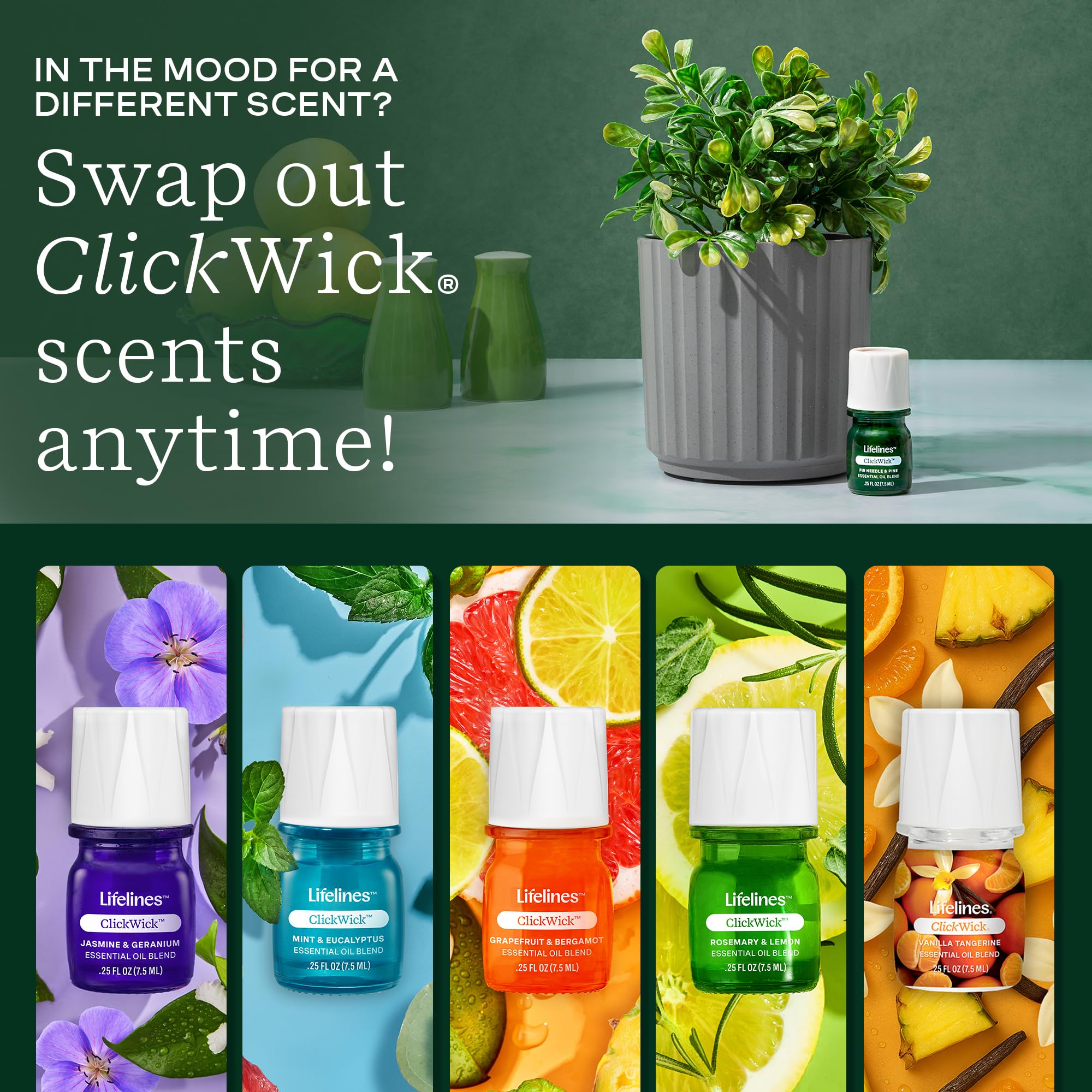 Image highlighting clean ingredients and natural formula of ClickWick blends