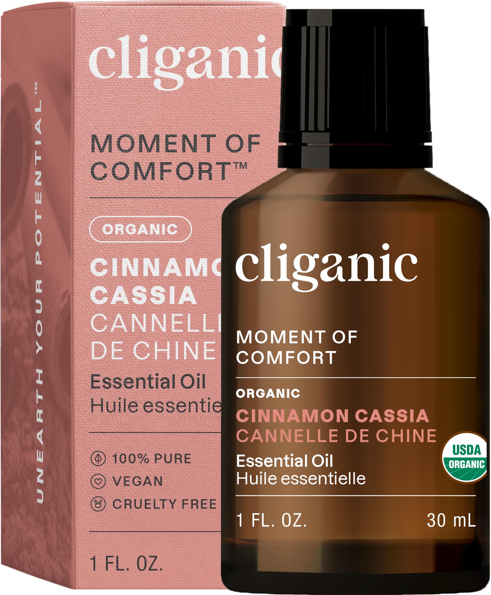 Cliganic Cinnamon Cassia Essential Oil 1oz bottle