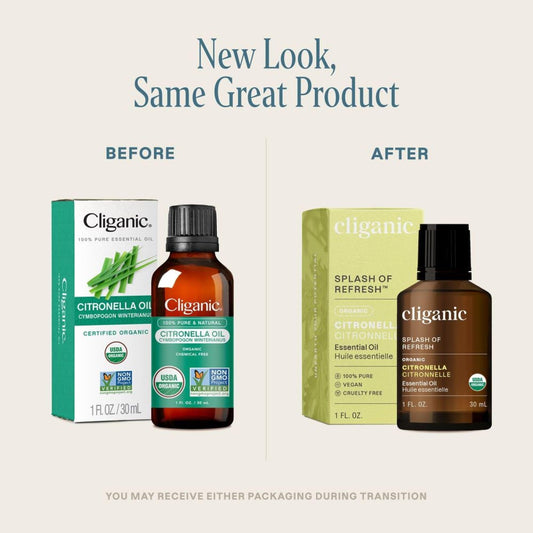 Cliganic Organic Citronella Essential Oil bottle – back label detail