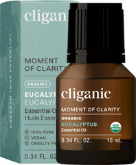 Cliganic USDA Organic Eucalyptus Essential Oil bottle label