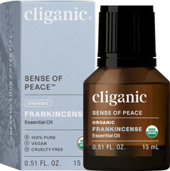 Cliganic Organic Frankincense Essential Oil bottle with dropper