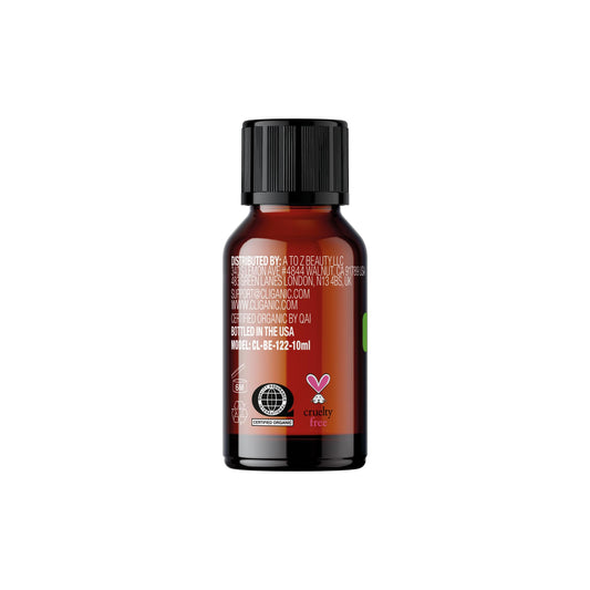 Close-up front label of Cliganic Lemon Tea Tree Essential Oil
