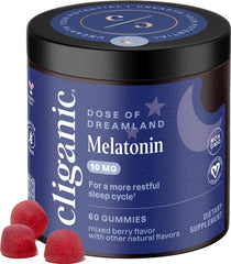 Front view of Cliganic Melatonin Gummies in berry flavor