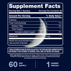 Back view of Cliganic Melatonin Gummies Berry bottle with supplement facts