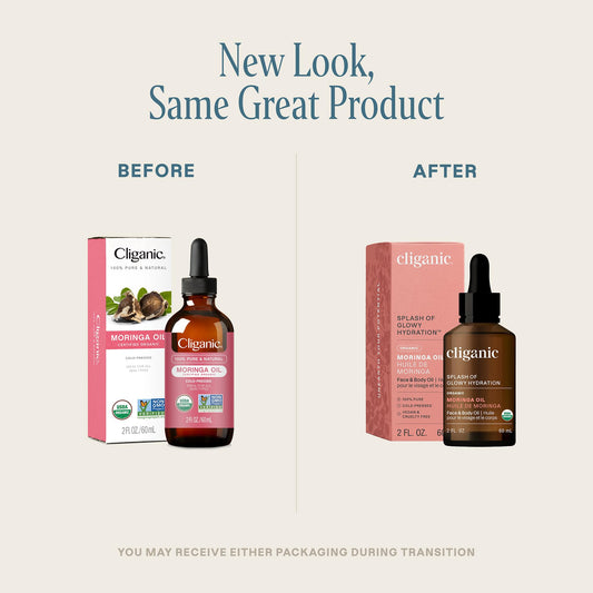 Label showing 100% pure moringa oil ingredients