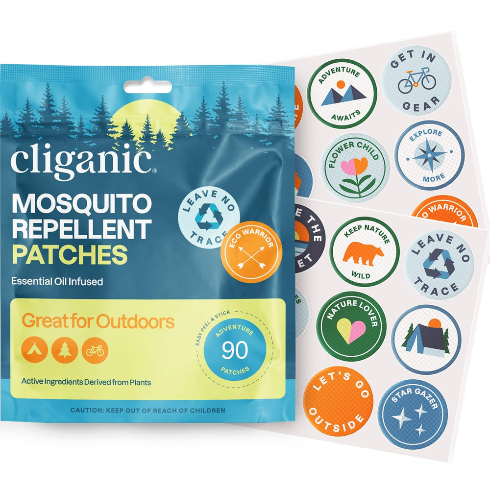 Cliganic mosquito stickers 90-pack ready for outdoor protection against bites.