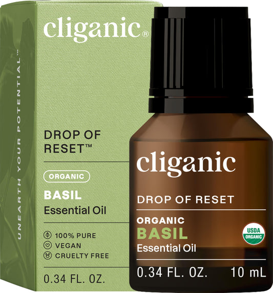 Cliganic Organic Basil Essential Oil bottle 0.33oz