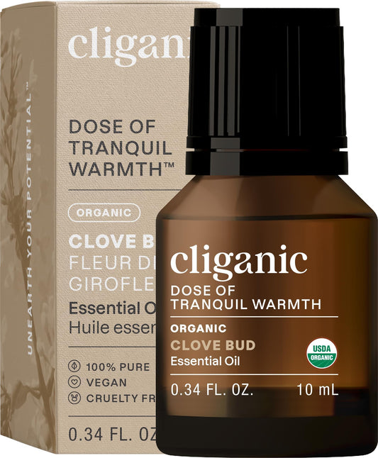 Bottle of Cliganic Organic Clove Bud Essential Oil