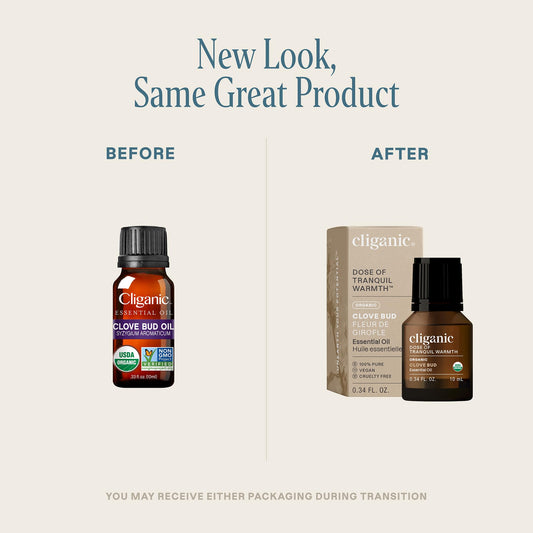 Back view of Cliganic Organic Clove Bud Essential Oil bottle