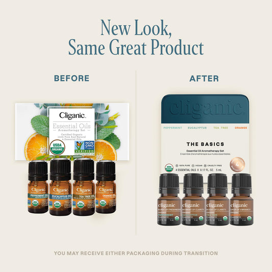 Peppermint essential oil bottle in Cliganic Gift Set.
