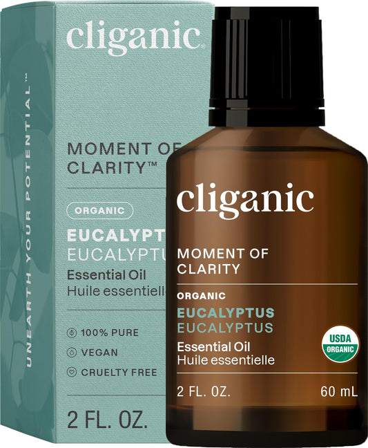 Cliganic Organic Eucalyptus Essential Oil bottle front view
