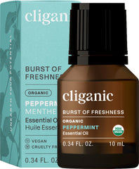 Cliganic Organic Peppermint Essential Oil bottle with dropper
