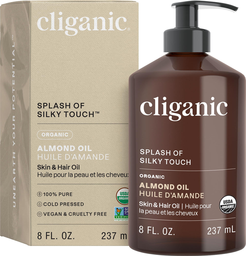 Cliganic Organic Sweet Almond Oil 8oz bottle