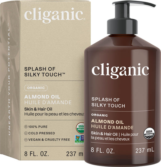 Cliganic Organic Sweet Almond Oil 8oz bottle