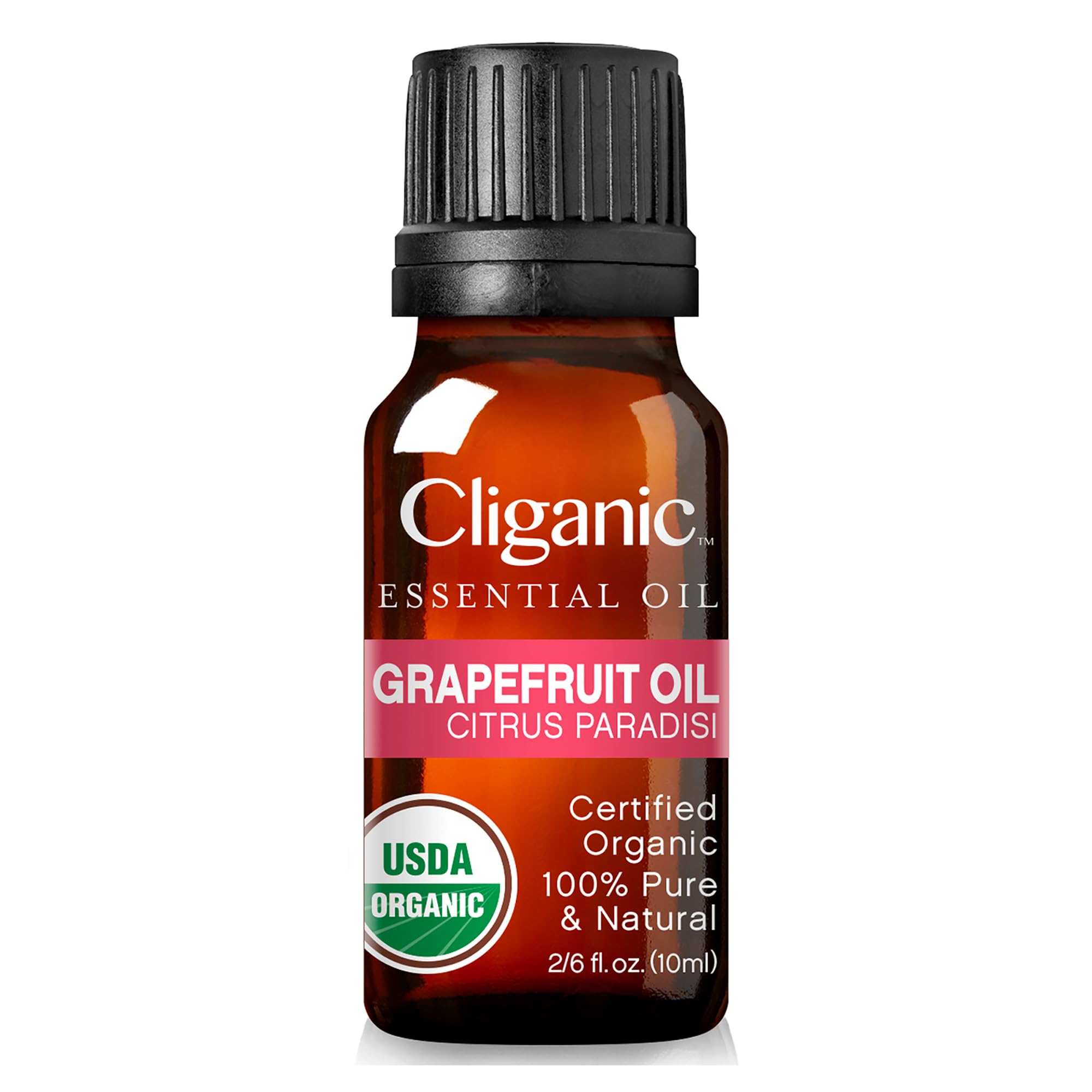 Cliganic Pink Grapefruit Essential Oil on white background