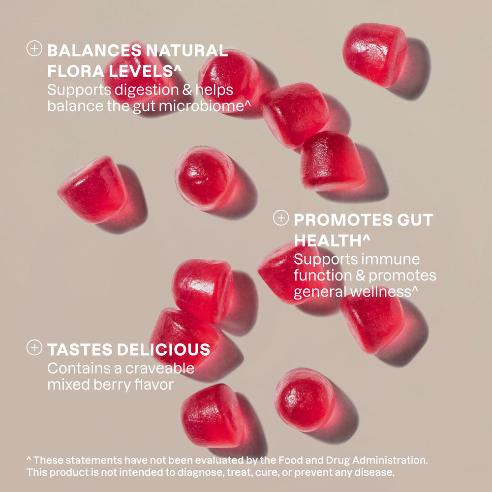 Nutrition and ingredients panel for sugar-free probiotic gummies