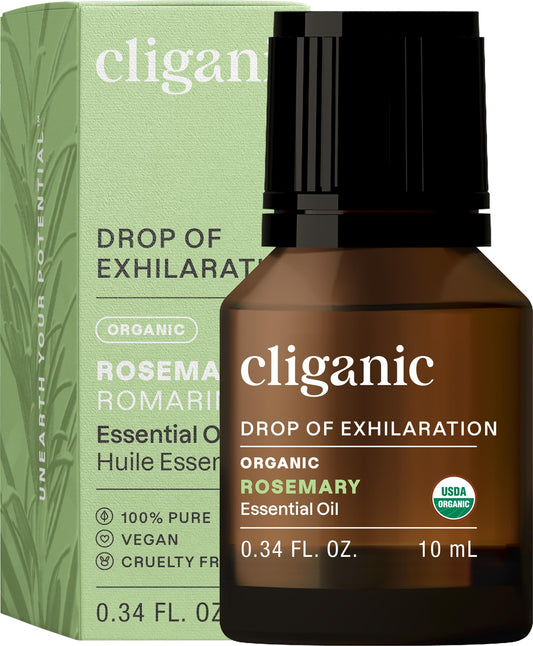 Cliganic Organic Rosemary Essential Oil bottle front view