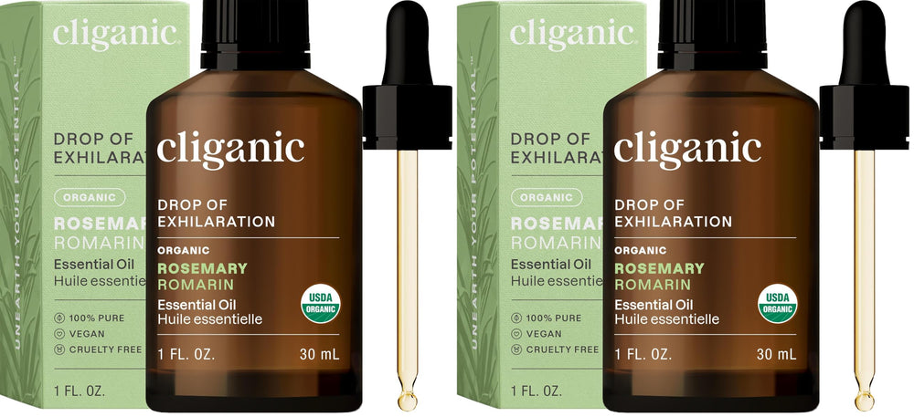 Cliganic Organic Rosemary Essential Oil bottle with dropper