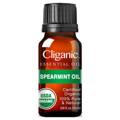 Cliganic Spearmint essential oil bottle label