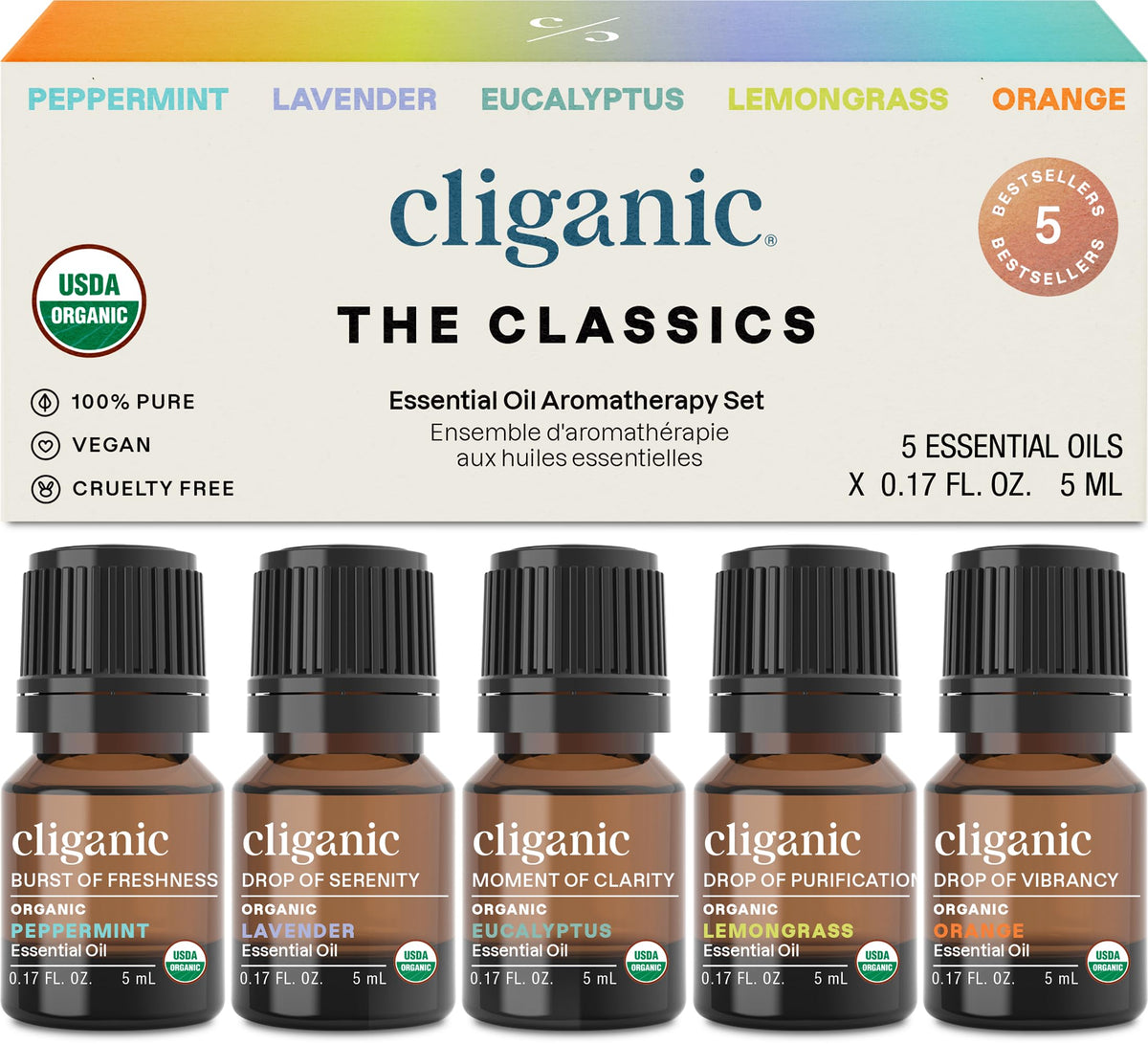 Peppermint essential oil from Cliganic Top 5 Classics set