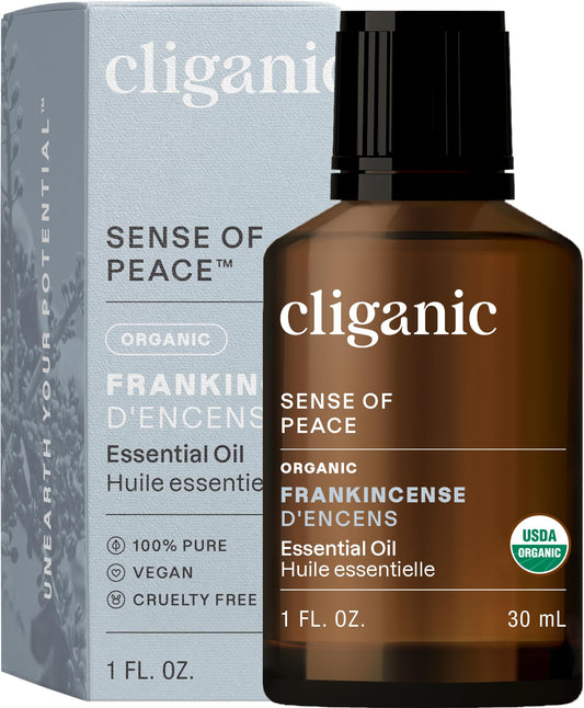 Bottle of Cliganic USDA Organic Frankincense Essential Oil 1oz